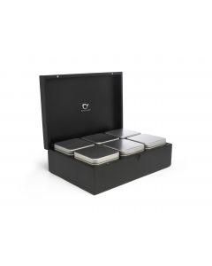 Tea box bamboo with 6 canisters bamboo black
