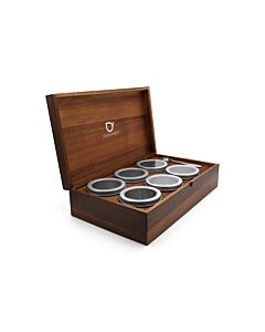 Tea box + 6 canisters round + spoon acacia