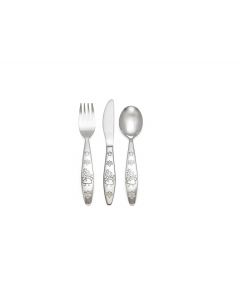 15.5 x 21.5 x 2.5 cm Stainless Steel Zilverstad Childrens Cutlery Set Forest Animals Silver
