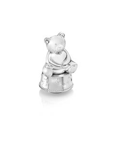 Music/Money box Bear with heart silv. col.