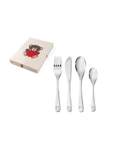 Children's cutlery 4-pcs Bear w. heart s/s