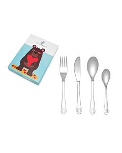 Children's cutlery 4-pcs Bear w. heart s/s