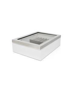 Jewelry box w. window + silver colour rim