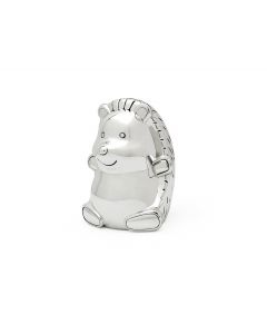 Hedgehog money box silver colour