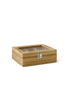 Tea box 6 comp. with window bamboo natural