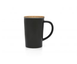 Tea Mug 400ml black + filter + bamboo lid