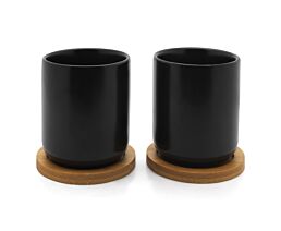 Tea mug Umea 200ml black with coaster