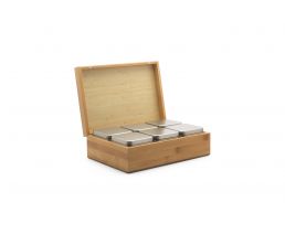 Tea box bamboo with 6 canisters bamboo natural