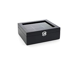 Tea box 6 comp. with window bamboo black