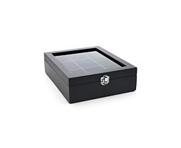 Tea box 9 comp. with window bamboo black