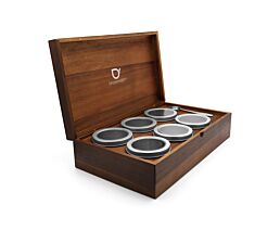 Tea box + 6 canisters round + spoon acacia
