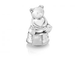 Music/Money box Bear with heart silv. col.