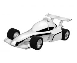 Money box Racing car silver colour