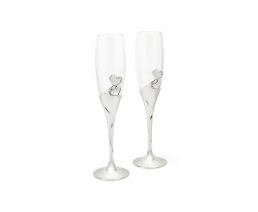 Champagne glasses Heart s/2 silver colour