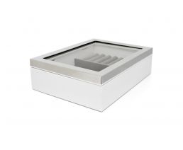 Jewelry box w. window + silver colour rim