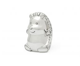 Hedgehog money box silver colour