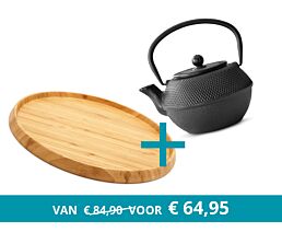 Teapot Jang with serving tray round natural