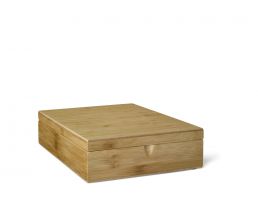 Tea box 9 compartments closed bamboo natural