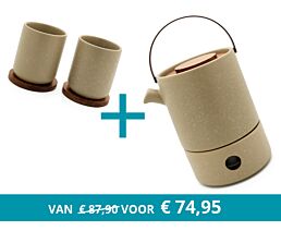 Teapot Umea with tea warmer and 2 mugs, loam grey