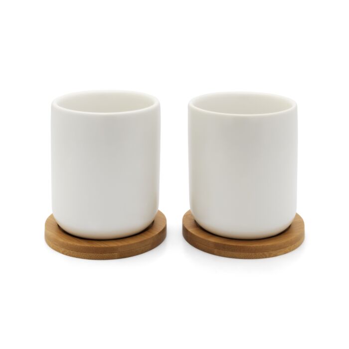 Set of 2 Mugs with Lid - White